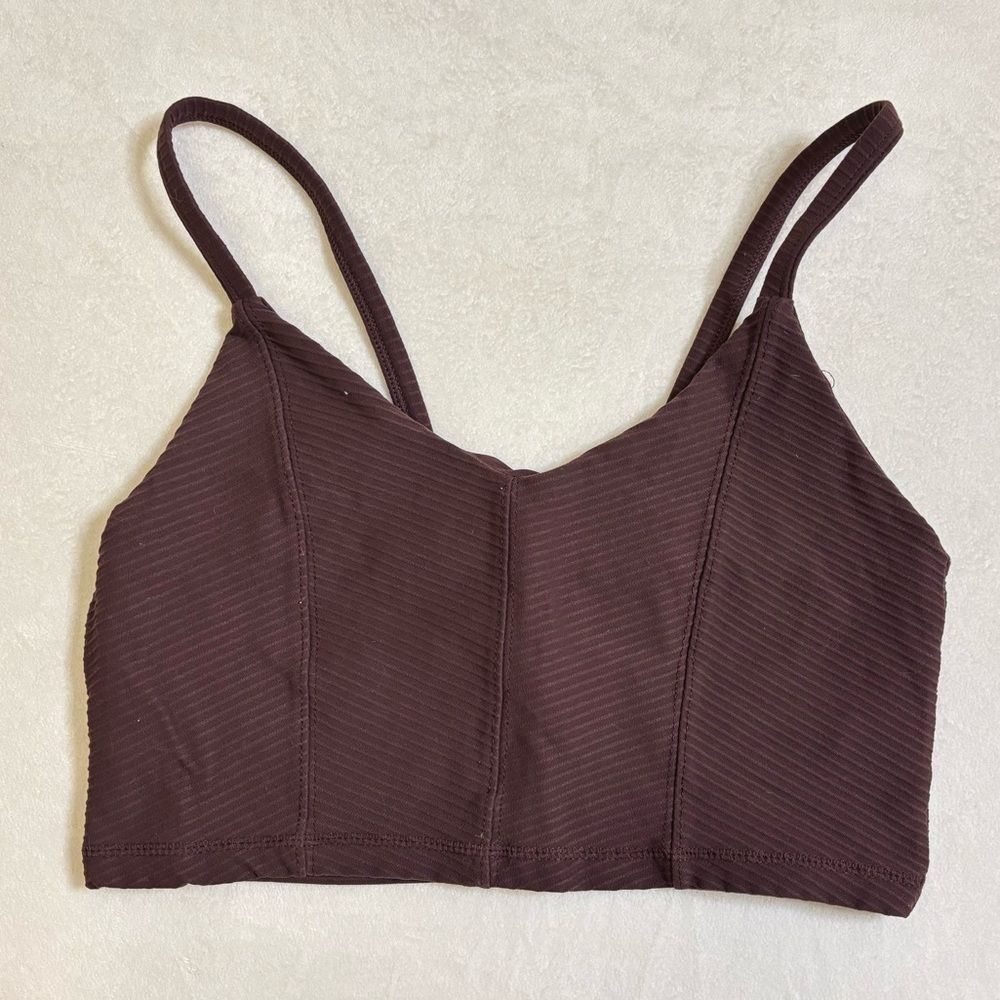 Glyder Ribbed Sports Bra in Dark Brown